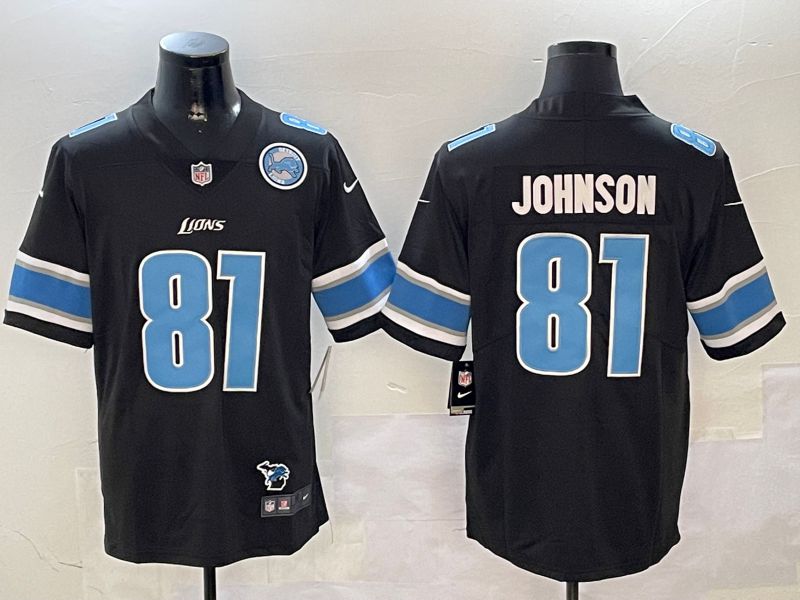 Men Detroit Lions #81 Johnson Black Second generation 2024 Nike Limited NFL Jersey style 3->detroit lions->NFL Jersey